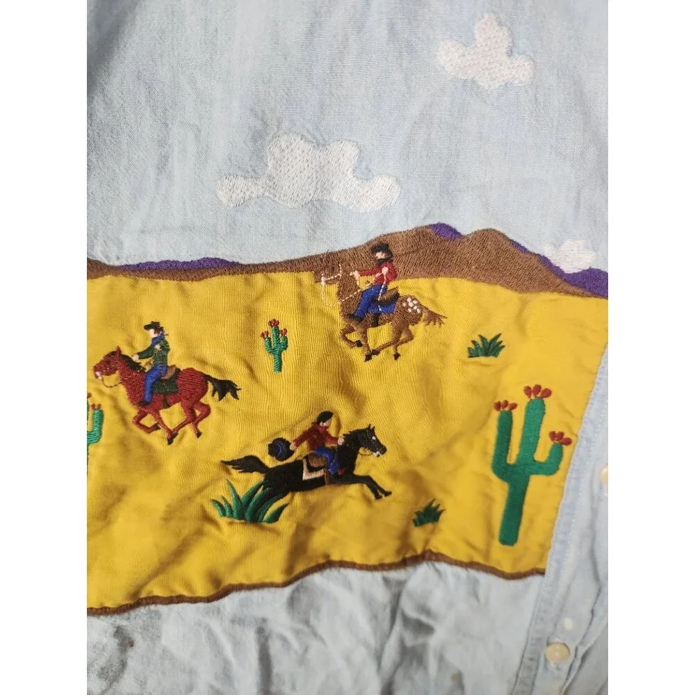 Vtg. Express Men's Sz. S Cowboys & Cactus Button Up Shirt - Picture 3 of 8